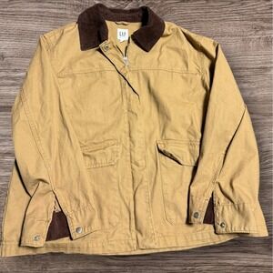 GAP Men Chore Barn Coat Field Jacket Brown 100% Cotton‎ L Corduroy Collar